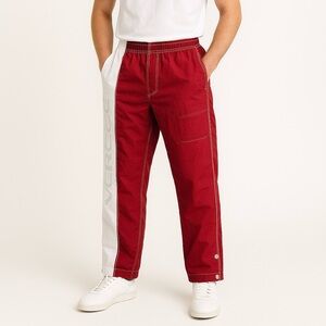 Vintage Men’s Verge Sport Snap-Side Track Pants – Red/White – Size M